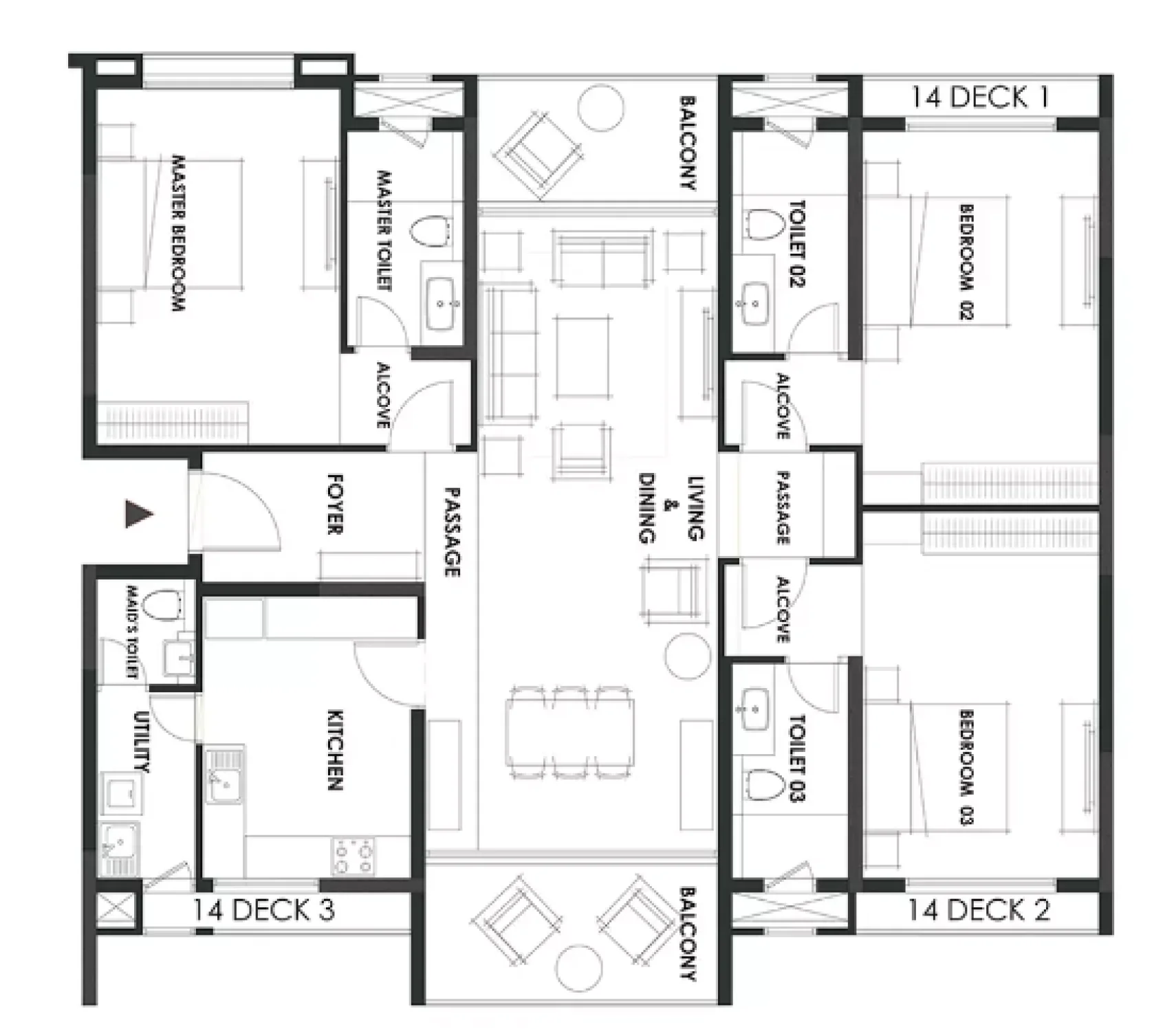 3BHK Floor Plan