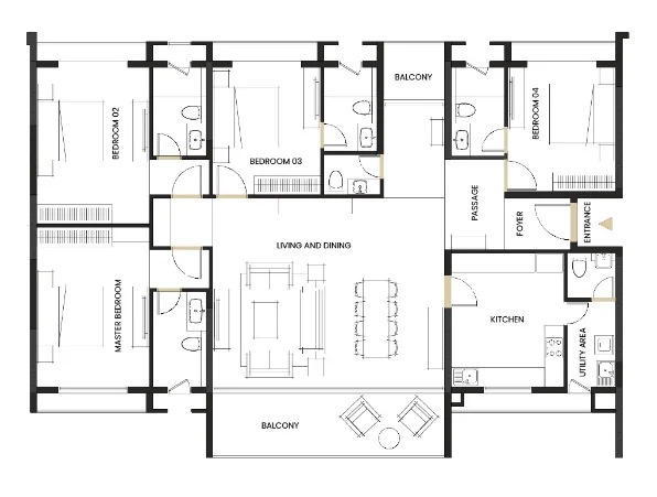 3BHK Floor Plan